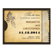save the date vintage typography style postcards