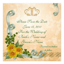 Save the date Wedding announcement yellow flowers