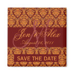 Save the Date Wedding Monogram Orange Wine Magnet