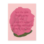 Save the date wedding postcards, pink rose
