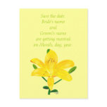 Save the date wedding postcards, yellow lilly