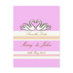 Save the date with Swans  pink card postcards
