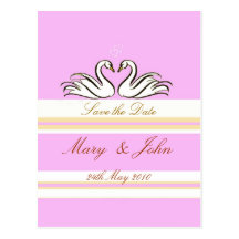 Save the date with Swans  pink card Postcard