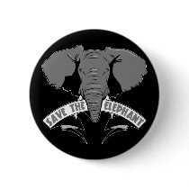 Save The Elephant Pinback Button