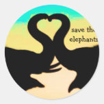 Save the Elephants heart trunks Round Stickers