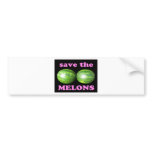 save the melons on black with pink bumper stickers