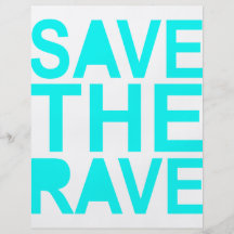 Save the rave blue NU Rave raver UK dance 80s Custom Flyer