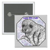 save the seals pinback buttons