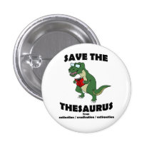 Save The Thesaurus Dinosaur Buttons