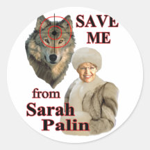Save the Wolves from Sarah Palin Round Stickers
