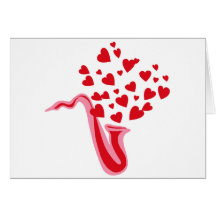 Saxophone Hearts Greeting Cards