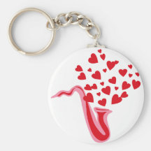 Saxophone Hearts Key Chains