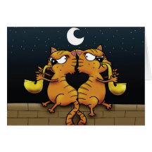Saxophone Jazz Cats Greeting Cards