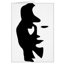 Saxophone Or Woman Optical  Illusion Greeting Cards