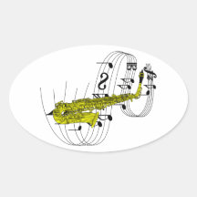 Saxophone Oval Stickers