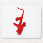Saxophone painting, red version with red hands mousepads