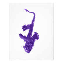 Saxophone played by two hands purple design custom announcements