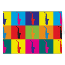 Saxophone Pop Art Greeting Cards