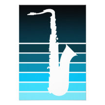 saxophone silhouette : blue fade custom invite