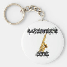 Saxophones Rock Key Chain