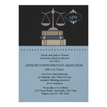 Scale of Justice Blue, Law School Invitation