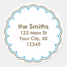 Scallop Address Stickers in Blue