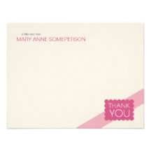 Scalloped Hot Pink | Flat Thank You Note Cards Personalised Invitation
