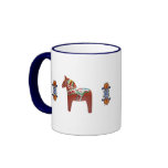 Scandinavian Dala Horse with Rosemaling mugs