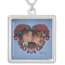 Scandinavian Love Heart Custom Photo Pendants