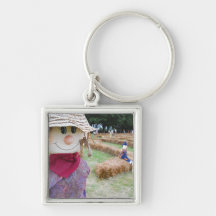 Scarecrow in a Pumpkin Patch Key Chains