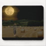 Scarecrow in the Hay Field with Full Moon Mouse Pad