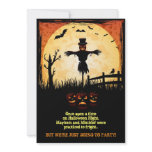 Scarecrow Moonlight Halloween Party Invites invitations