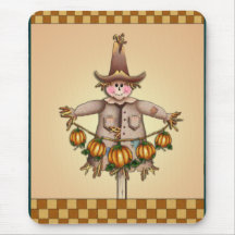 SCARECROW & PUMPKIN GARLAND by SHARON SHARPE Mousepads