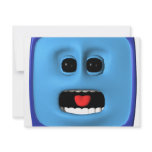 Scared blue square smiley invitations