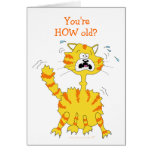 Scared Cartoon Cat Funny Happy Birthday Template Greeting Cards