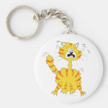Scared Cartoon Cat Funny Keychain