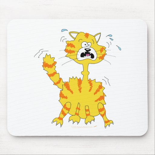Scared Cartoon Cat Funny Mousemats