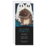 Scared Cat and Ghosts Halloween Party Invitation