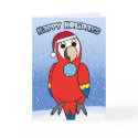 Scarlet Macaw Happy Holidays Christmas Card