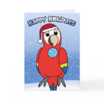 Scarlet Macaw Happy Holidays Christmas Card
