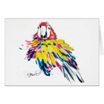 Scarlet Macaw Parrot Silk Painting Cards