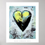 Scarred heart messy bold modern art healing posters