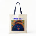 Scary Cat Blue 'Trick or Treat?' tote bag