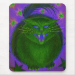 Scary Cat Green mousepad vertical