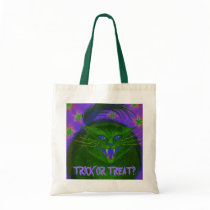 Scary Cat Green 'Trick or Treat?'  bag
