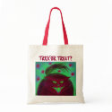 Scary Cat Red 'Trick or Treat?' tote bag