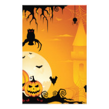 Scary Halloween Pumpkins and Full Moon Customized Stationery