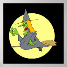 scary looking witch print