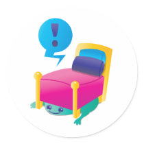 SCARY monster lurking under the BED Round Sticker