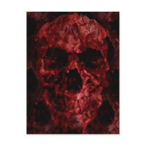 Scary red gothic skull of horror post card